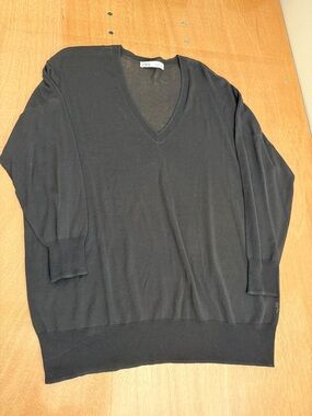 Zara Black Oversized Sheer V-Neck Women's Sweater